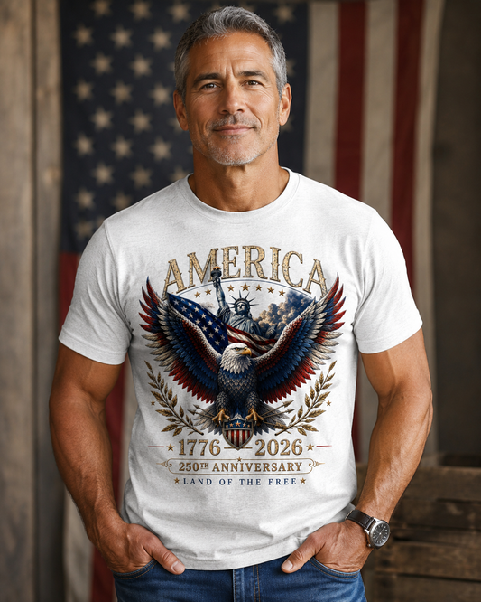 250th Anniversary Red- White- Blue American Eagle T-Shirt